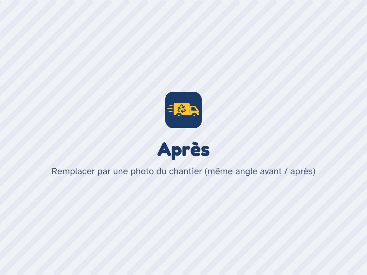 Le même garage après notre intervention, entièrement vidé et balayé.